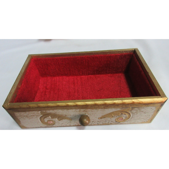 Vintage Florentine Gold Giltwood Jewelry Box 3 Drawer Music Box Made in Japan - Picture 7 of 9